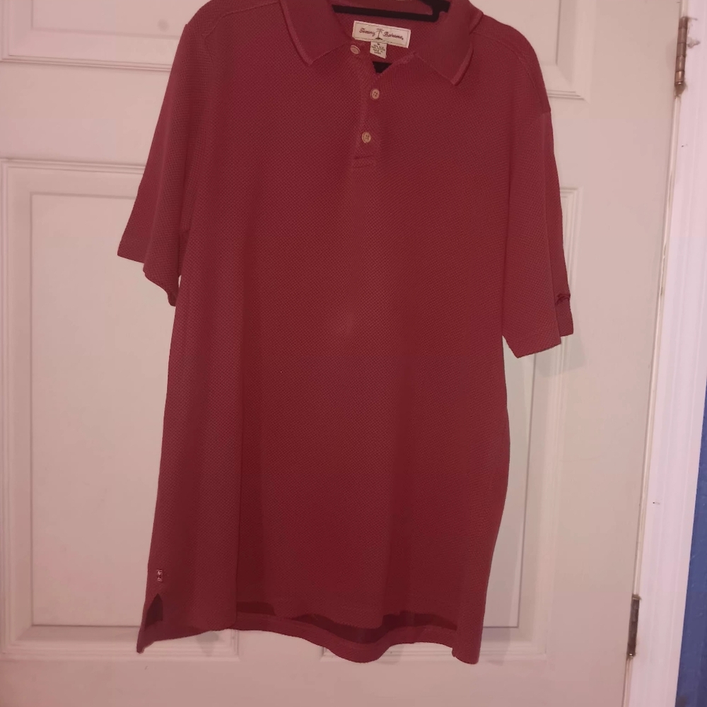 Tommy Bahama Men’s Brick Red Short-Sleeve Polo Sz M Silk Cotton Blend